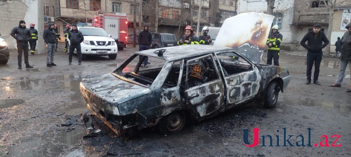 Qarət etmək istədikləri maşını yandırdılar - Azərbaycanda (FOTO)